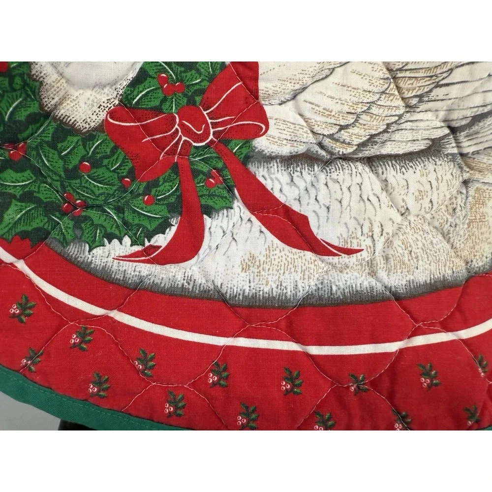 Vintage Christmas Placemats Set Of 4 Swan With Wreath‎ Red Multi